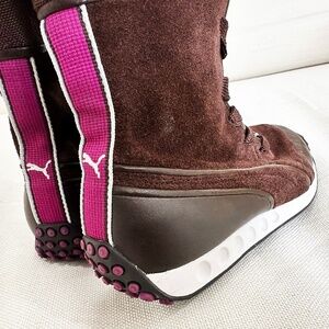 Puma 2000s Vintage Fleece Lined Suede Sneaker Winter Knee Boots Y2K